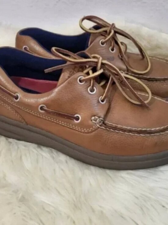 Hush Puppies ZeroG Leather Boat Shoes Men\'s 9 EW Brown Wide Comfort Oxfords main image 5